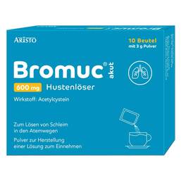 Abbildung: Bromuc akut 600 mg Hustenlöser Pulver zur Herstellung einer Lösung zum Einnehmen Pulver zur Herstellung einer Lösung zum Einnehmen, 10 St PZN 11353144
