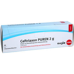 Abbildung: Ceftriaxon Puren 2 g Pulver zur Herstellung einer Infusionslösung 5 St, Pulver zur Herstellung einer Infusionslösung PZN 11354066