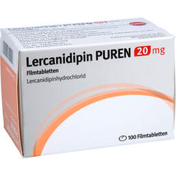Abbildung: Lercanidipin Puren 20 mg Filmtabletten 100 St, Filmtabletten PZN 11355628