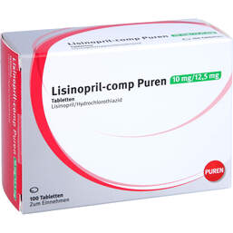 Abbildung: Lisinopril-comp Puren 10 mg / 12,5 mg Tabletten 100 St, Tabletten PZN 11356071