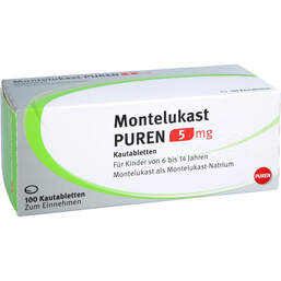Abbildung: Montelukast Puren 5 mg Kautabletten 100 St, Kautabletten PZN 11356510