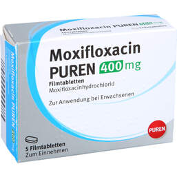 Abbildung: Moxifloxacin Puren 400 mg Filmtabletten 5 St, Filmtabletten PZN 11356579