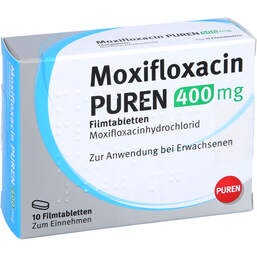 Abbildung: Moxifloxacin Puren 400 mg Filmtabletten 10 St, Filmtabletten PZN 11356616