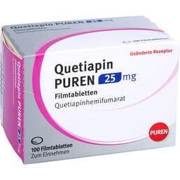 Abbildung: Quetiapin Puren 25 mg Filmtabletten 100 St, Filmtabletten PZN 11357432