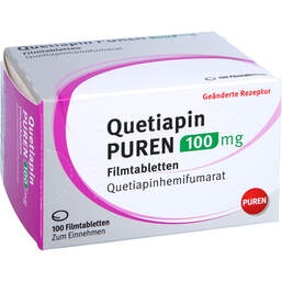 Abbildung: Quetiapin Puren 100 mg Filmtabletten 100 St, Filmtabletten PZN 11357538