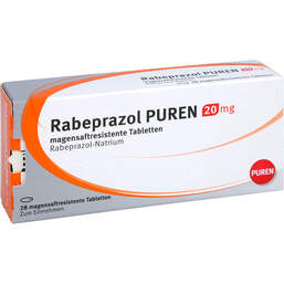 Abbildung: Rabeprazol Puren 20 mg magensaftresistent Tabletten 28 St, Tabletten magensaftresistent PZN 11357857