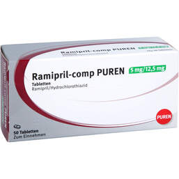 Abbildung: Ramipril-comp Puren 5 mg / 12,5 mg Tabletten 50 St, Tabletten PZN 11357946