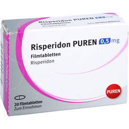 Abbildung: Risperidon Puren 0,5 mg Filmtabletten 20 St, Filmtabletten PZN 11358029