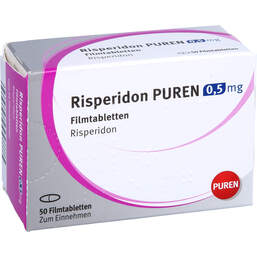 Abbildung: Risperidon Puren 0,5 mg Filmtabletten 50 St, Filmtabletten PZN 11358035