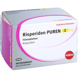 Abbildung: Risperidon Puren 2 mg Filmtabletten 100 St, Filmtabletten PZN 11358124