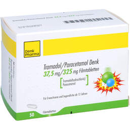 Abbildung: Tramadol / Paracetamol Denk 37,5 mg / 325 mg Filmtabletten 50 St, Filmtabletten PZN 11361020