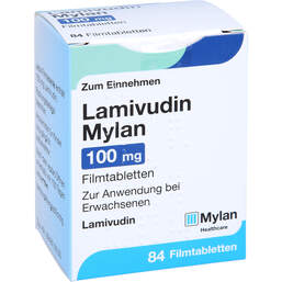 Abbildung: Lamivudin Mylan 100 mg Filmtabletten 84 St, Filmtabletten PZN 11361132