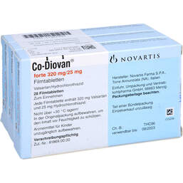 Abbildung: Codiovan forte 320 mg / 25 mg Filmtabletten 98 St, Filmtabletten PZN 11367933