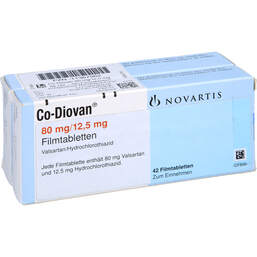 Abbildung: Codiovan 80 mg / 12,5 mg Filmtabletten 98 St, Filmtabletten PZN 11367962