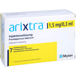 Abbildung: Arixtra 1,5 mg / 0,3 ml Injektionslösung in einer Fertigspritze 7X0.3 ml, Injektionslösung PZN 11368186