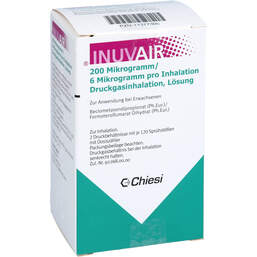 Abbildung: Inuvair 200 / 6 µg 120 Hub Druckgasinhalat 2 St, Inhalat PZN 11377305