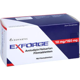 Abbildung: Exforge 10 mg / 160 mg Filmtabletten 98 St, Filmtabletten PZN 11380069