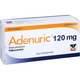 Abbildung: Adenuric 120 mg Filmtabletten 84 St, Filmtabletten PZN 11479721
