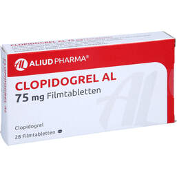 Abbildung: Clopidogrel AL 75 mg Filmtabletten 28 St, Filmtabletten PZN 11482189
