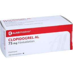Abbildung: Clopidogrel AL 75 mg Filmtabletten 100 St, Filmtabletten PZN 11482195