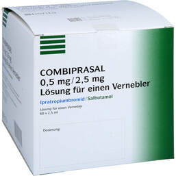 Abbildung: Combiprasal 0,5 mg / 2,5 mg Lösung für e.Vernebler 60X2.5 ml, Lösung für einen Vernebler PZN 11483177