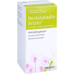 Abbildung: Desloratadin Aristo 0,5 mg / ml Lösung zum Einnehmen  50 ml, Lösung zum Einnehmen PZN 11483869