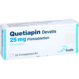 Abbildung: Quetiapin Devatis 25 mg Filmtabletten 20 St, Filmtabletten PZN 11483993
