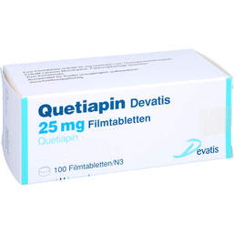 Abbildung: Quetiapin Devatis 25 mg Filmtabletten 100 St, Filmtabletten PZN 11484018