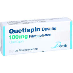 Abbildung: Quetiapin Devatis 100 mg Filmtabletten 20 St, Filmtabletten PZN 11484024