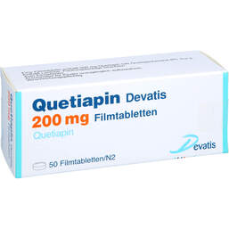 Abbildung: Quetiapin Devatis 200 mg Filmtabletten 50 St, Filmtabletten PZN 11484076
