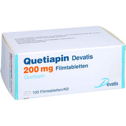 Abbildung: Quetiapin Devatis 200 mg Filmtabletten 100 St, Filmtabletten PZN 11484082