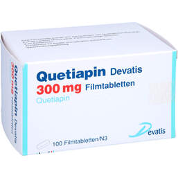 Abbildung: Quetiapin Devatis 300 mg Filmtabletten 100 St, Filmtabletten PZN 11484113