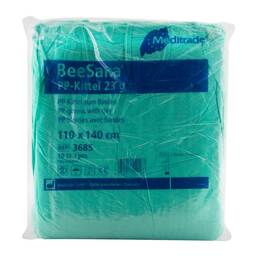 Abbildung: Beesana PP-Kittel 110x140 cm grün elastisch Ärmelabs. 100 St PZN 11509416
