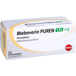 Abbildung: Mebeverin Puren 135 mg Filmtabletten 50 St, Filmtabletten PZN 11509741