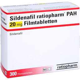 Abbildung: Sildenafil ratiopharm Pah 20 mg Filmtabletten 300 St, Filmtabletten PZN 11511287