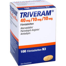 Abbildung: Triveram 40 mg / 10 mg / 10 mg Filmtabletten 100 St, Filmtabletten PZN 11515003