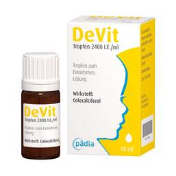 Abbildung: Devit 2400 I.E. / ml Tropfen zum Einnehmen 10 ml, Tropfen zum Einnehmen PZN 11518941