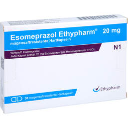 Abbildung: Esomeprazol Ethypharm 20 mg magensaftresistent Hartkapseln  30 St, Kapseln magensaftresistent PZN 11521110