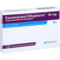 Abbildung: Esomeprazol Ethypharm 40 mg magensaftresistent Hartkapseln  30 St, Kapseln magensaftresistent PZN 11521179
