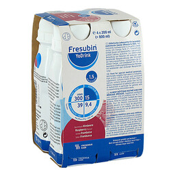 Abbildung: Fresubin Yodrink Himbeere 4X200 ml, Flüssigkeit PZN 11522078