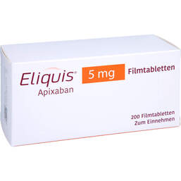 Abbildung: Eliquis 5 mg Filmtabletten 200 St, Filmtabletten PZN 11524841