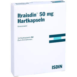 Abbildung: Itraisdin 50 mg Hartkapseln 14 St, Hartkapseln PZN 11532295