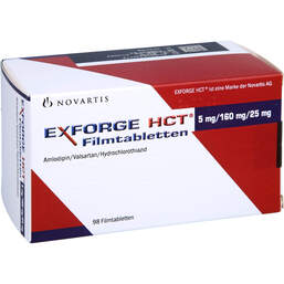 Abbildung: Exforge HCT 5 mg / 160 mg / 25 mg Filmtabletten 98 St, Filmtabletten PZN 11533277