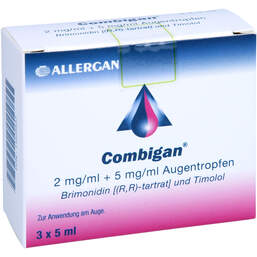 Abbildung: Combigan 2 mg / ml + 5 mg / ml Augentropfen 3X5 ml, Augentropfen PZN 11535537