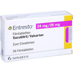 Abbildung: Entresto 24 mg / 26 mg Filmtabletten 56 St, Filmtabletten PZN 11536092