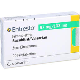 Abbildung: Entresto 97 mg / 103 mg Filmtabletten 20 St, Filmtabletten PZN 11536152