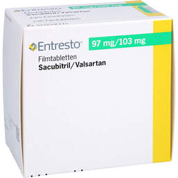 Abbildung: Entresto 97 mg / 103 mg Filmtabletten 196 St, Filmtabletten PZN 11536175