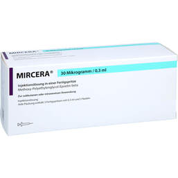 Abbildung: Mircera 30 Mikrogramm / 0,3 ml Injektionslösung i.e.Fert.-S. 3 St, Fertigspritzen PZN 11536554