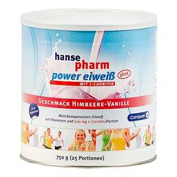 Abbildung: Hansepharm Power Eiweiß plus Himbeere-Vanille Pulver Pulver, 750 g PZN 11537884