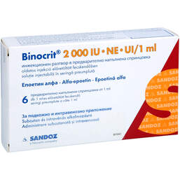 Abbildung: Binocrit 2.000 I.E. / 1 ml Injektionslösung in Fertigspritze  6X1 ml, Fertigspritzen PZN 11542052